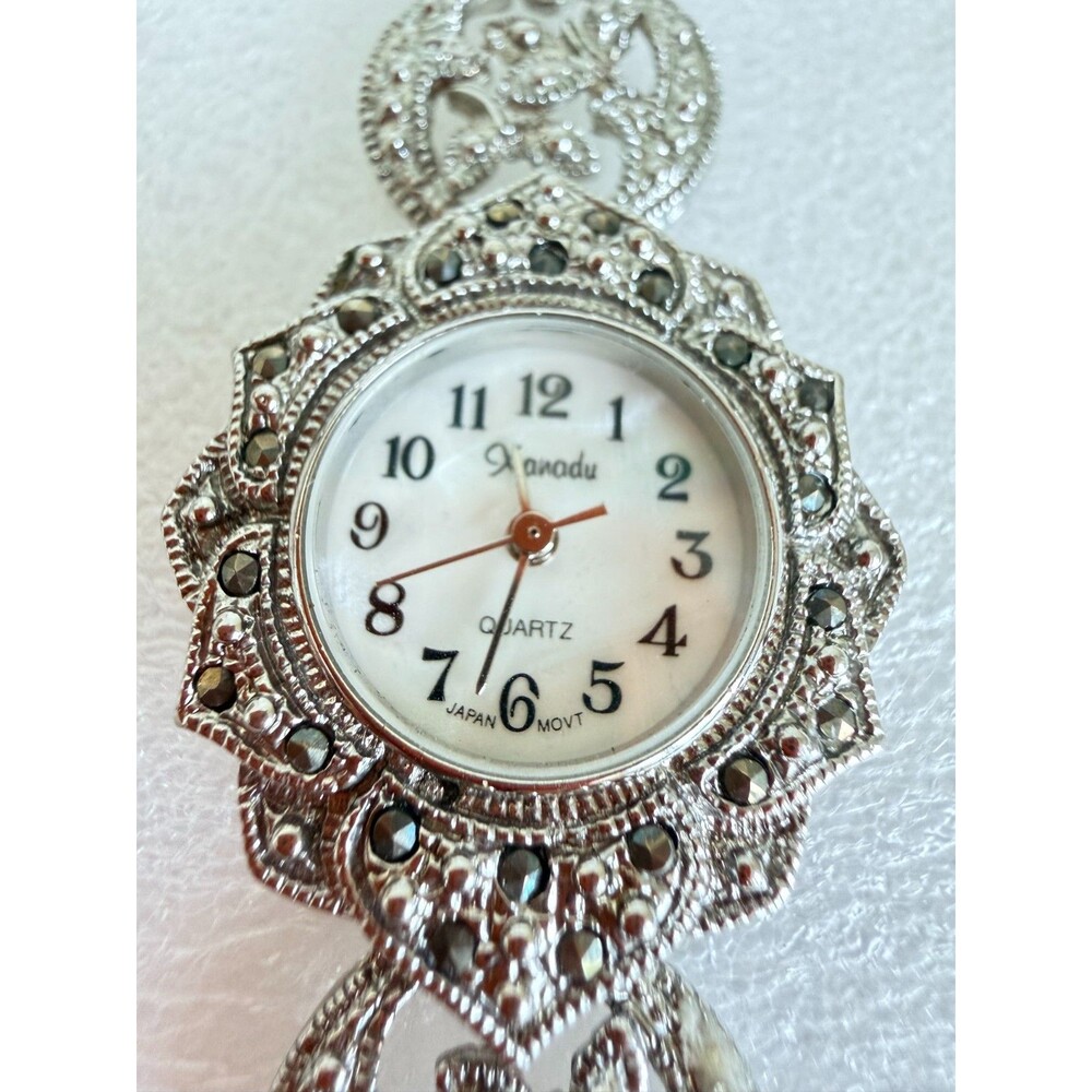 Vintage 1990s Xanadu Marcasite Style Quartz Bracelet Watch Silver Tone Vintage - Picture 4 of 8